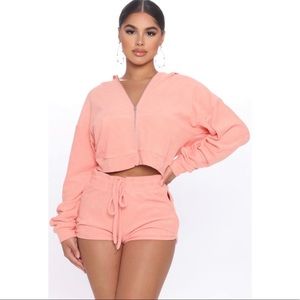 FashionNova Terry Cloth Lounge Short Set